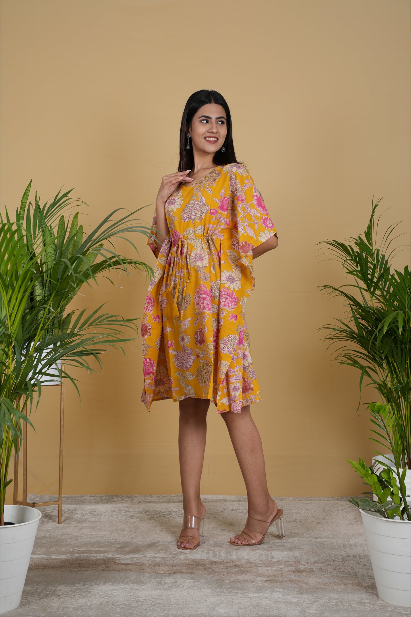 YELLOW FLORAL KAFTAN SHORT