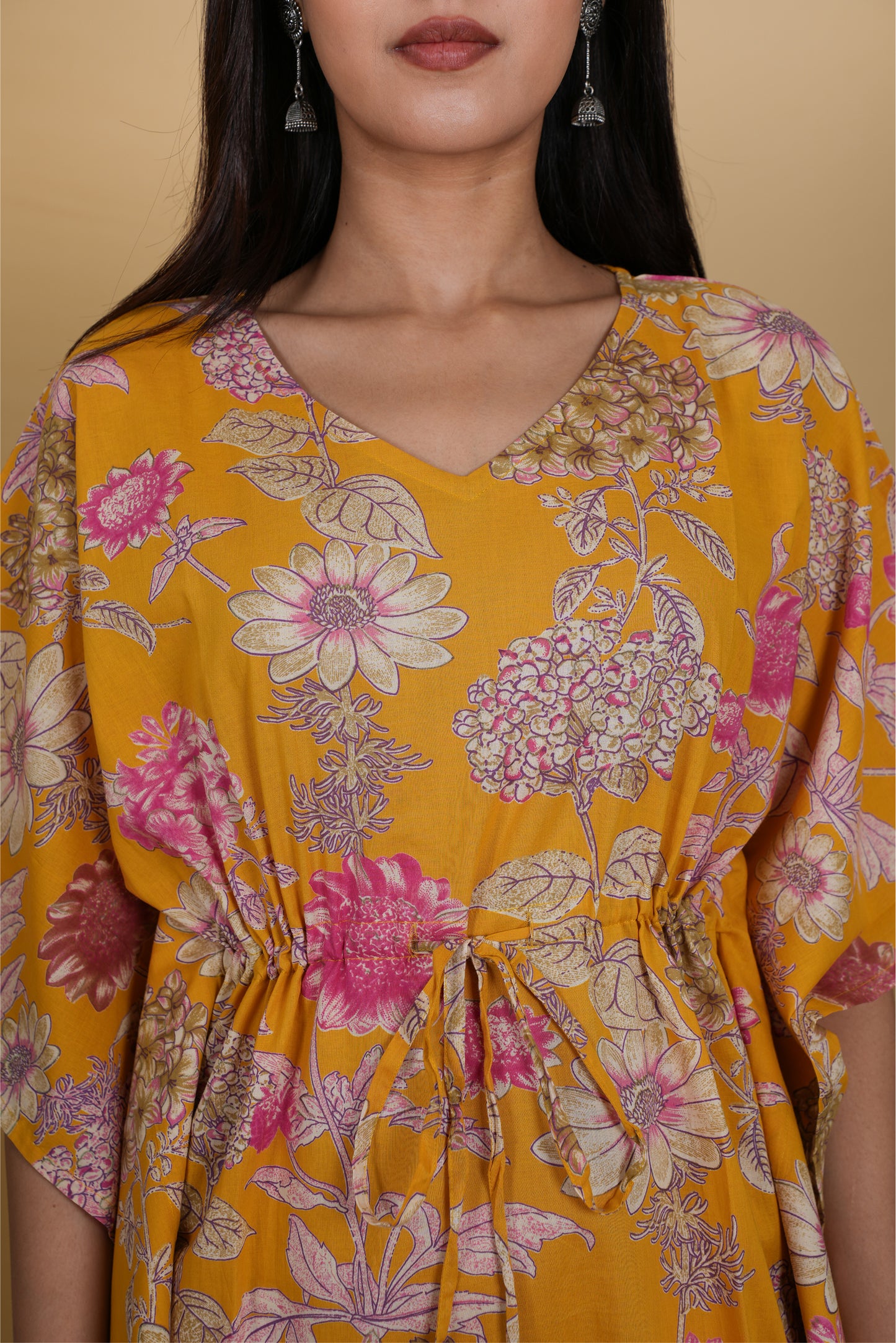 YELLOW FLORAL KAFTAN SHORT