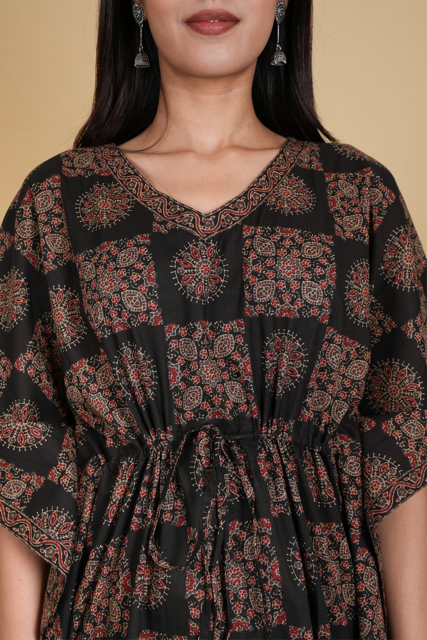 BLACK AJRAKH KAFTAN SHORT