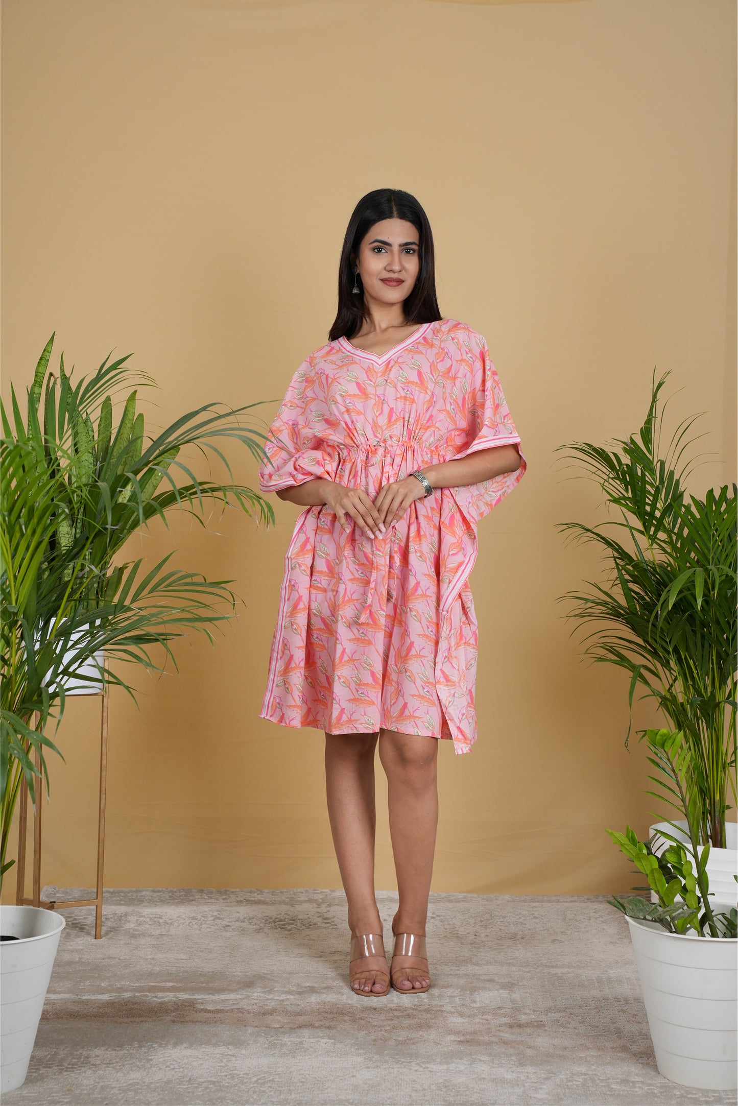 PINK FLORAL KAFTAN SHORT