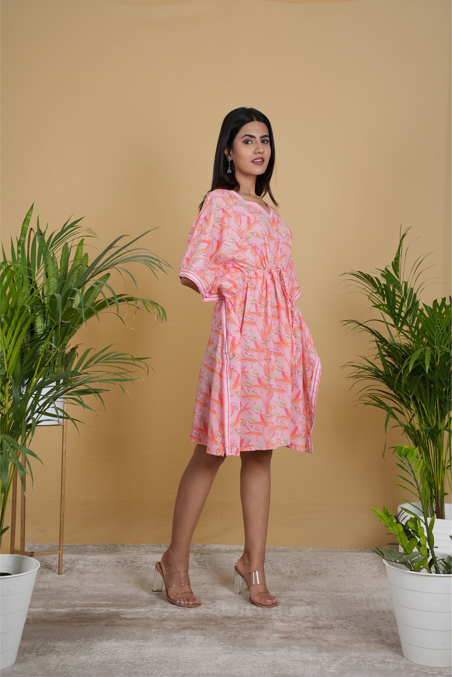 PINK FLORAL KAFTAN SHORT