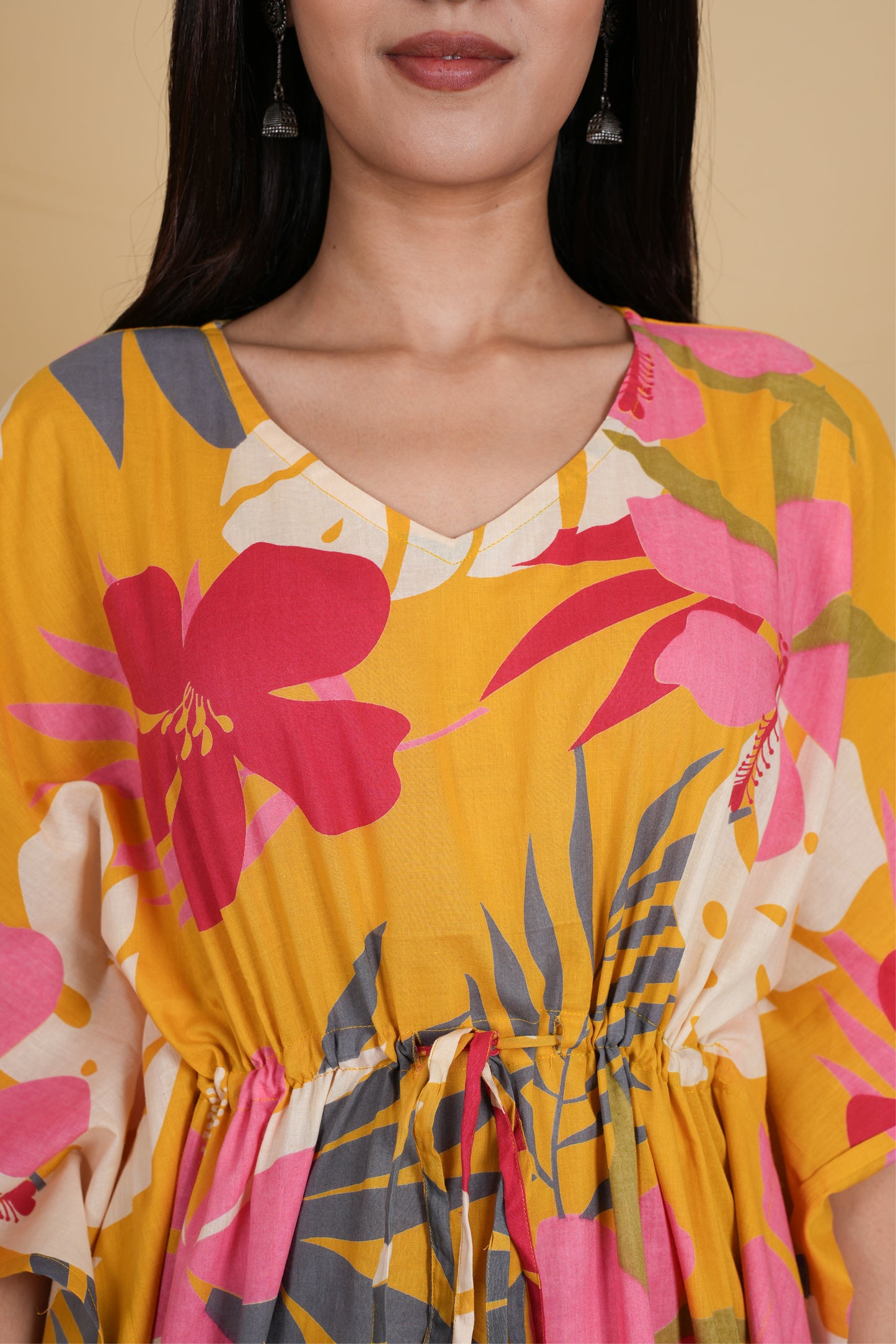 YELLOW TROPICAL KAFTAN SHORT