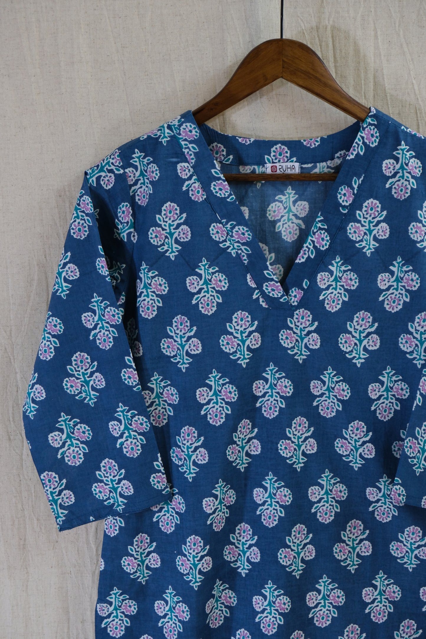 BLUE HANDBLOCK KURTA
