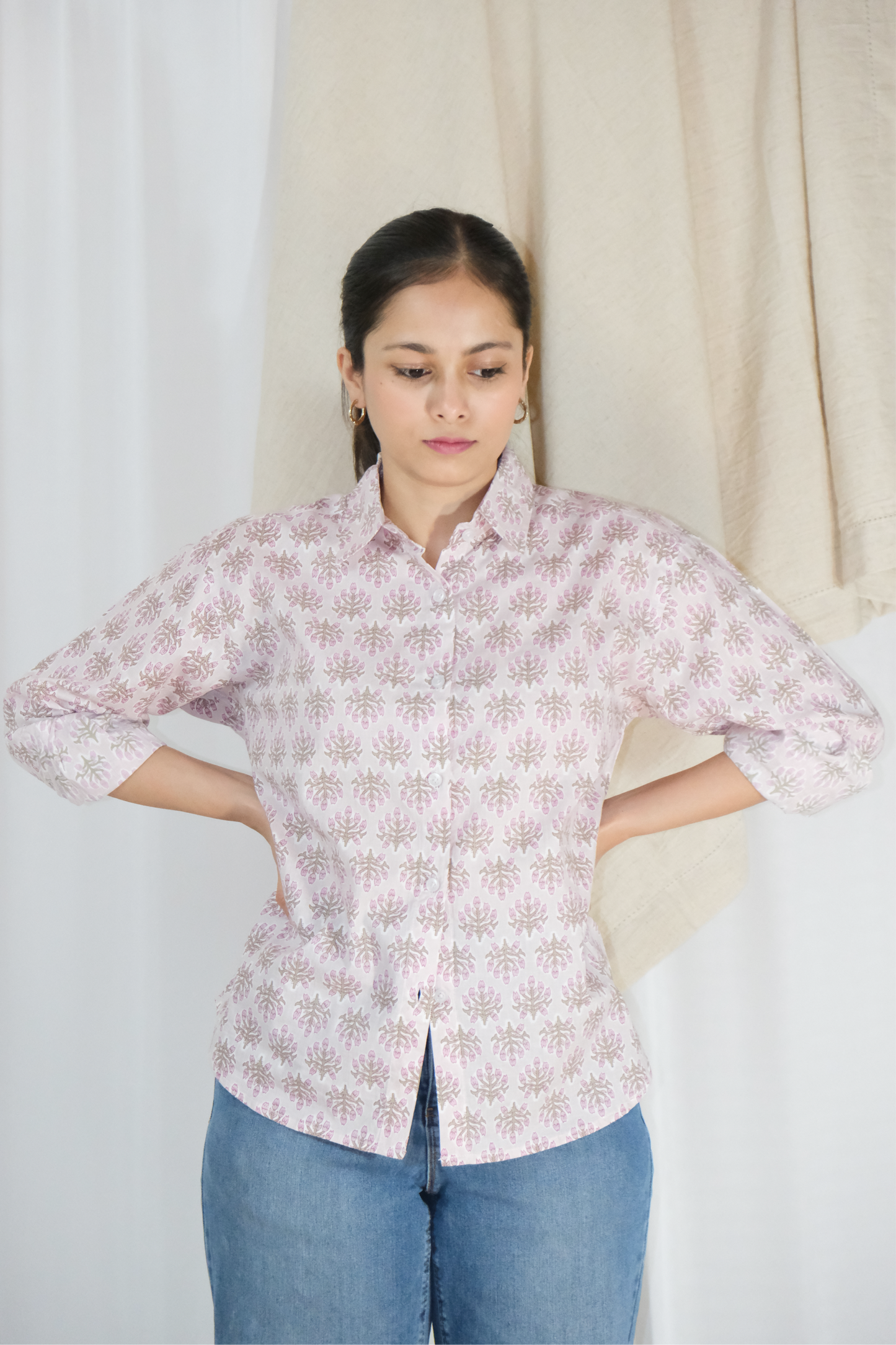 LIGHT PINK FLORAL SHIRT