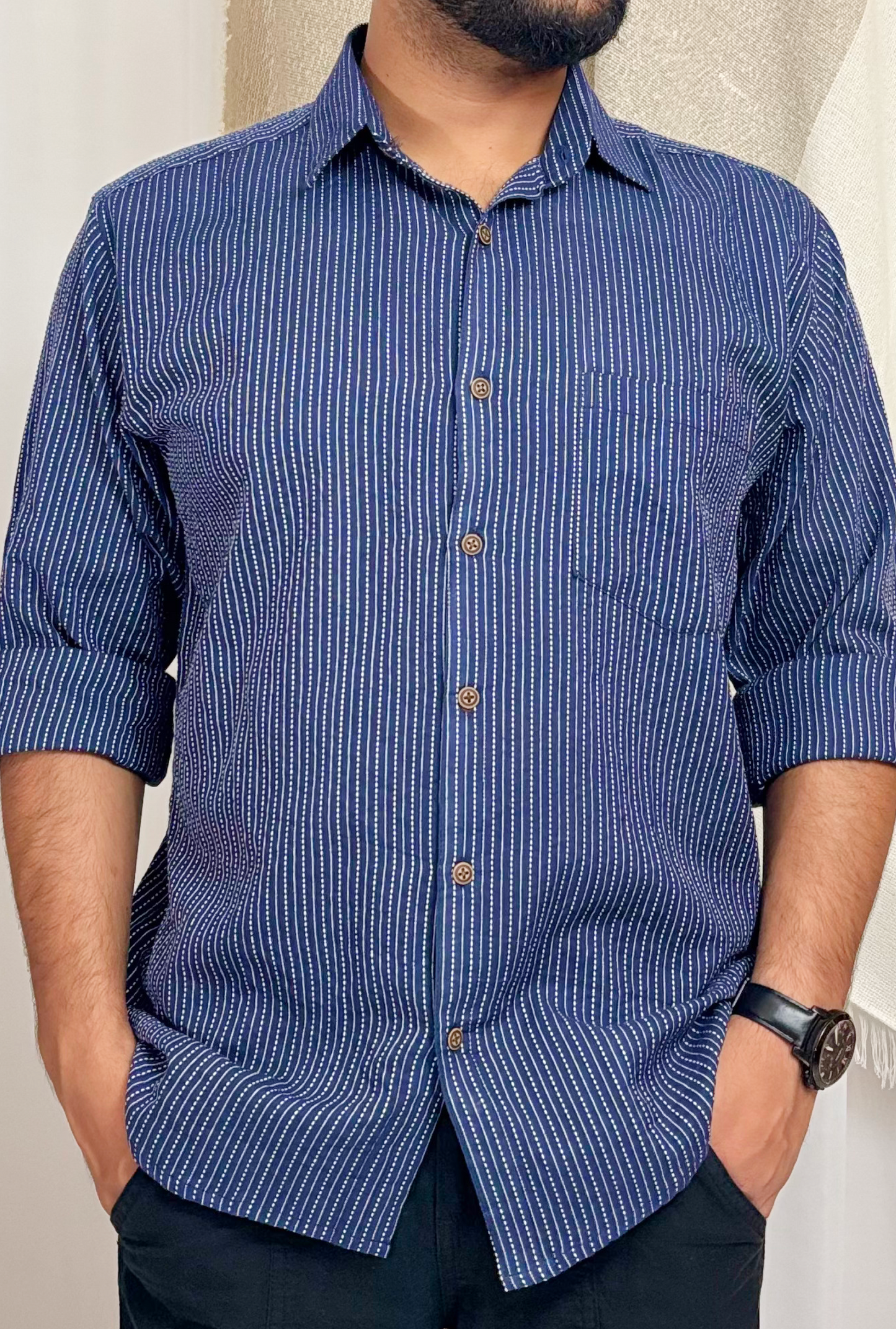 NAVY BLUE KANTHA SHIRT