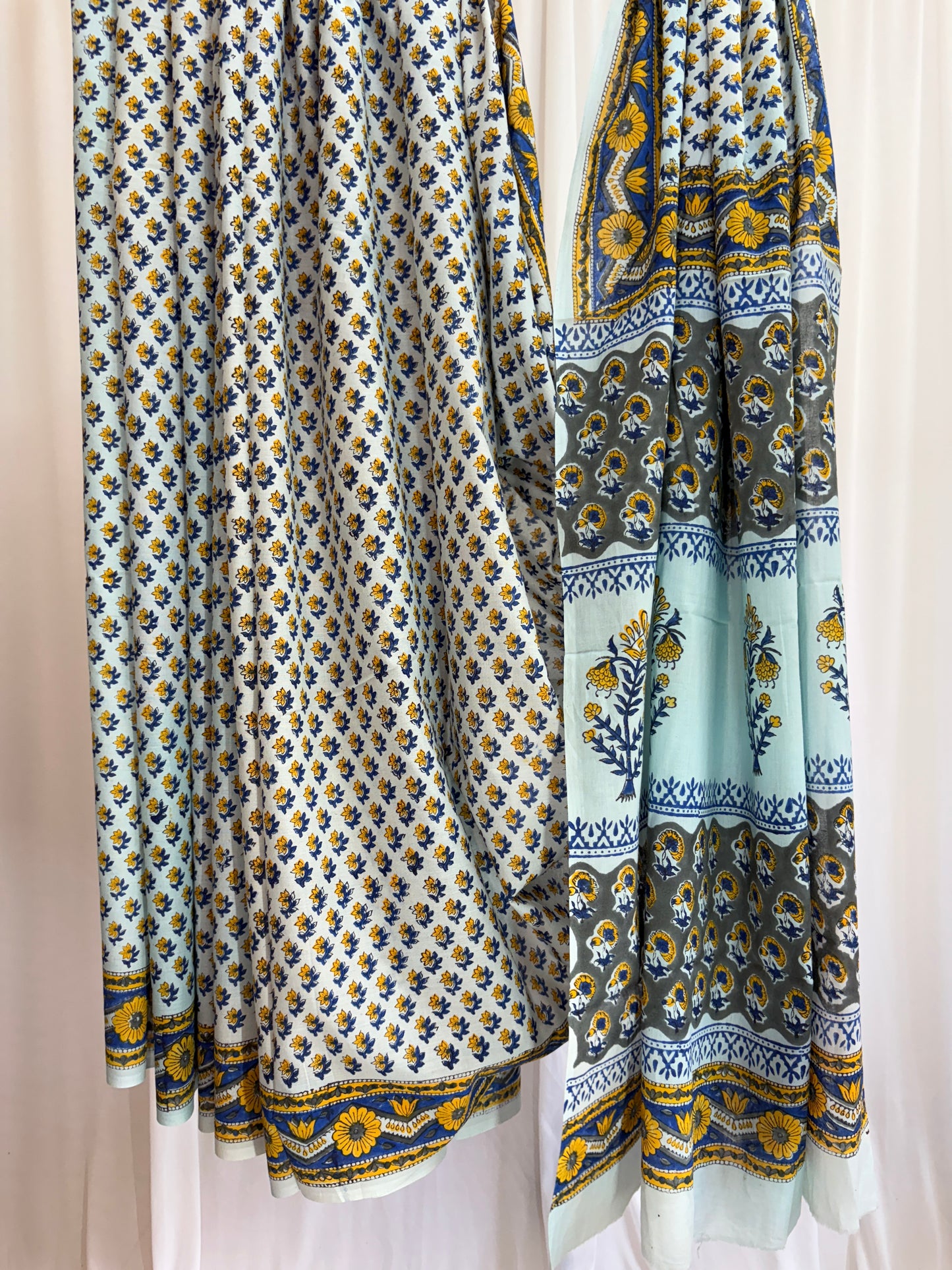 SKY BLUE HANDBLOCK SAREE