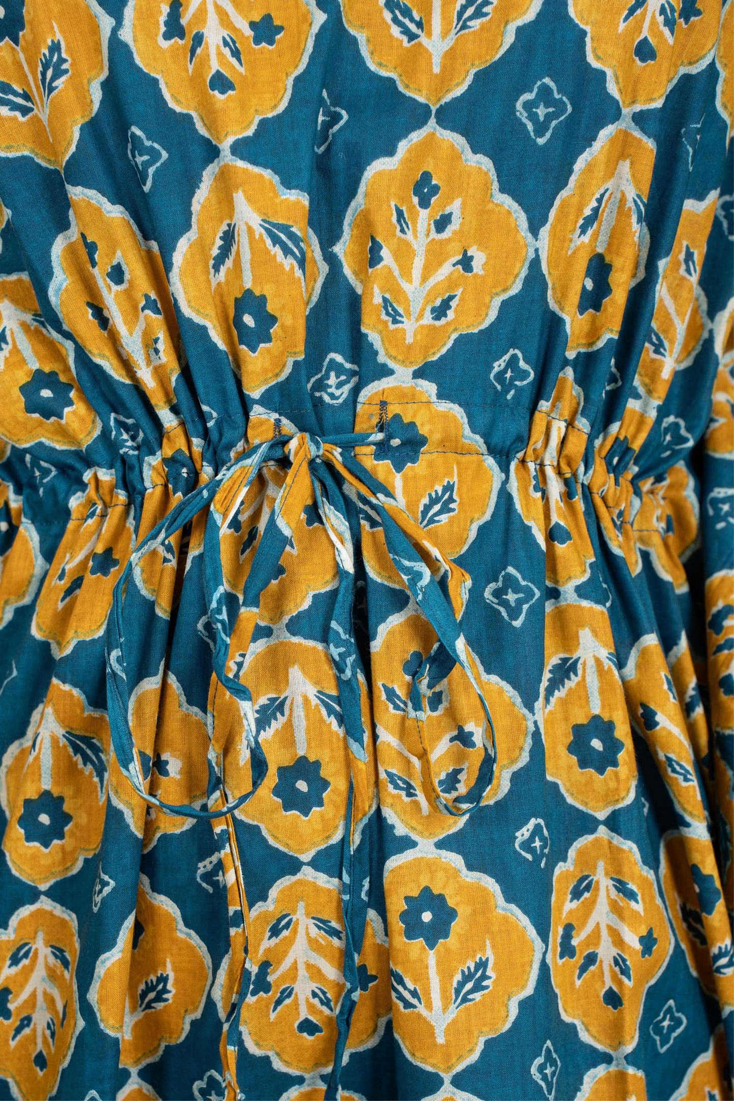 TEAL MUSTARD BAGRU KAFTAN LONG
