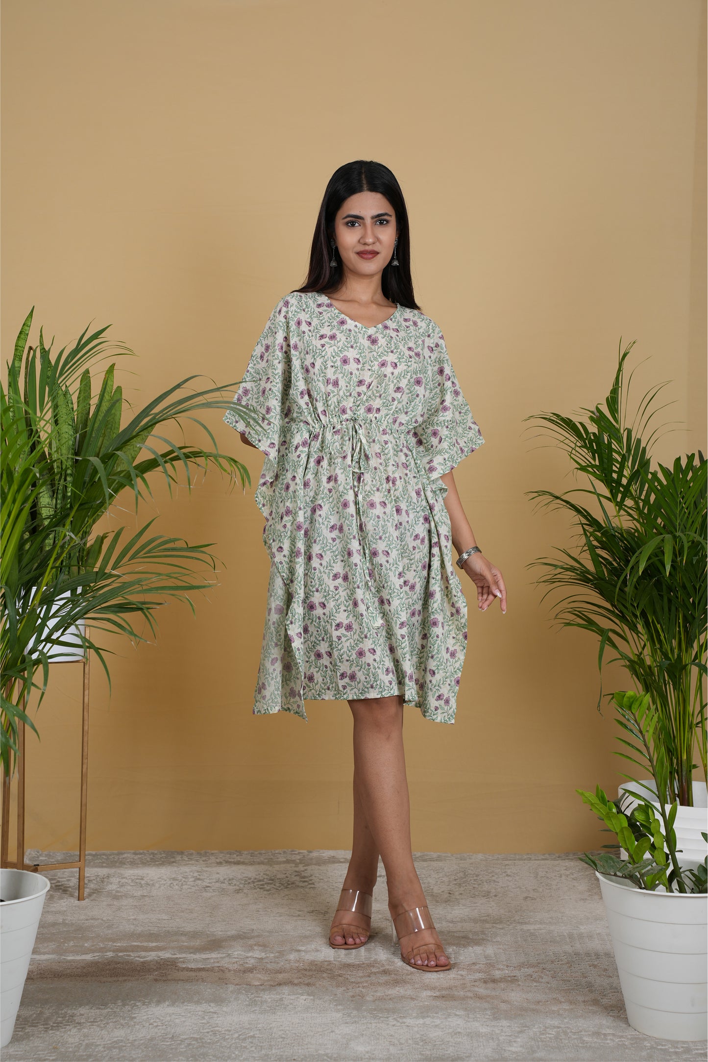 WHITE VINE KAFTAN SHORT