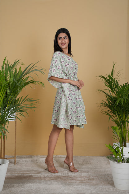 WHITE VINE KAFTAN SHORT