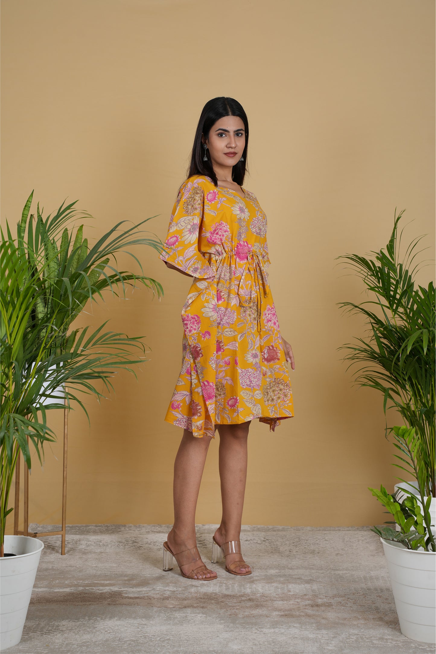 YELLOW FLORAL KAFTAN SHORT