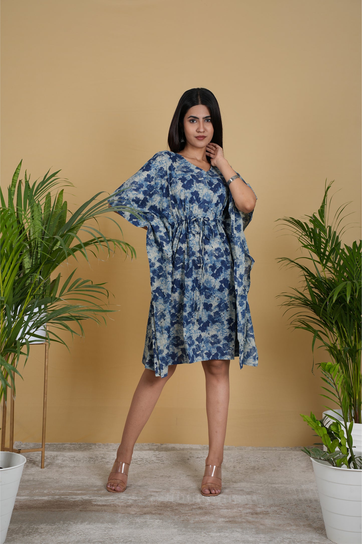 INDIGO ABSTRACT KAFTAN SHORT