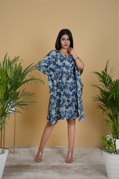 INDIGO ABSTRACT KAFTAN SHORT