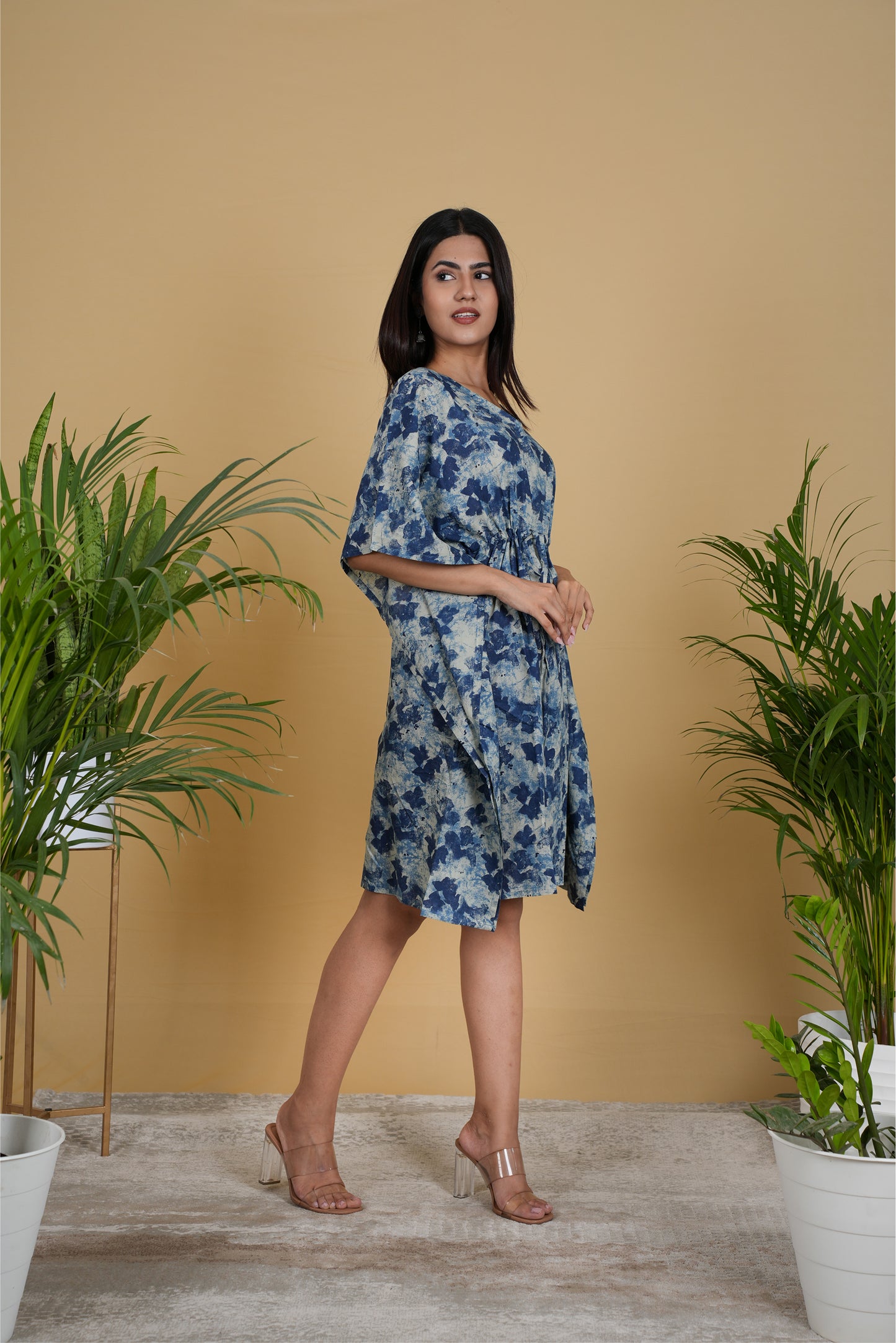 INDIGO ABSTRACT KAFTAN SHORT