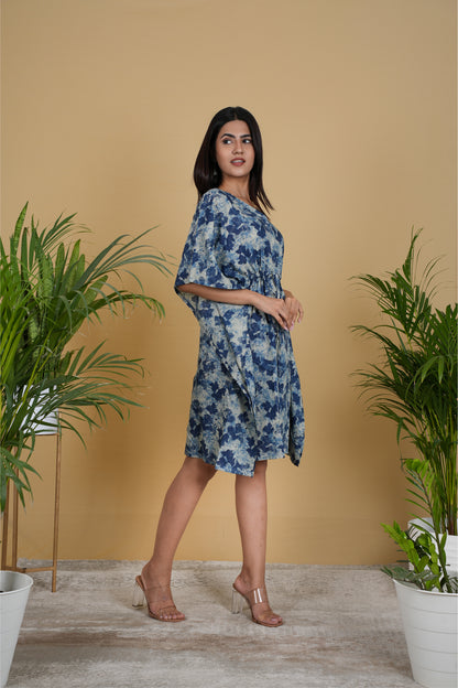 INDIGO ABSTRACT KAFTAN SHORT