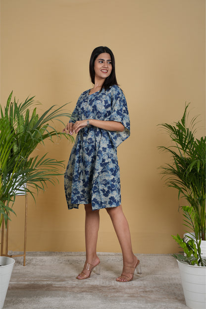 INDIGO ABSTRACT KAFTAN SHORT