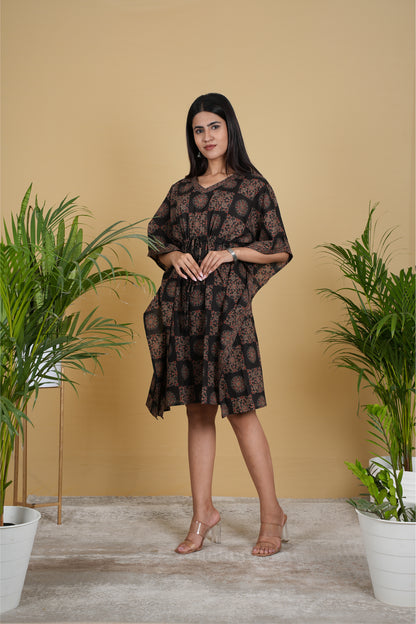 BLACK AJRAKH KAFTAN SHORT