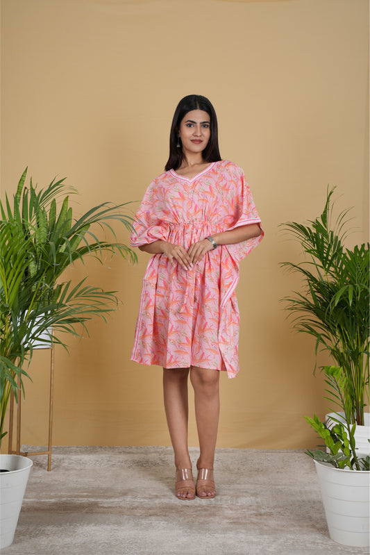 PINK FLORAL KAFTAN SHORT