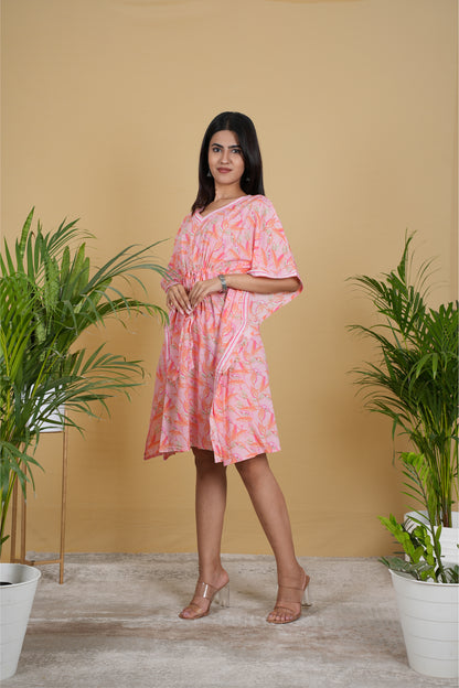PINK FLORAL KAFTAN SHORT