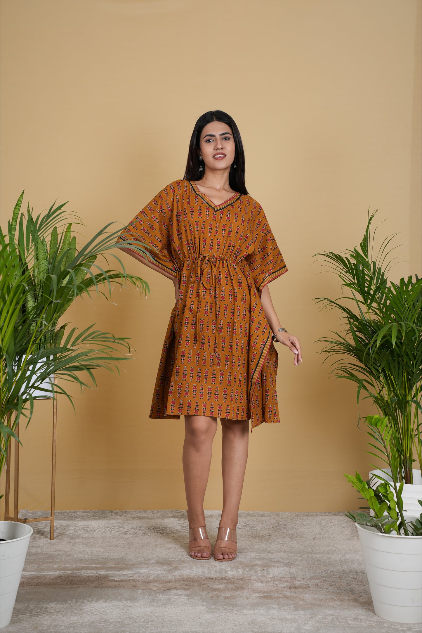 WARM MUSTARD FLORAL KAFTAN SHORT