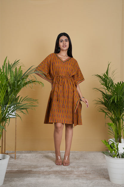 WARM MUSTARD FLORAL KAFTAN SHORT