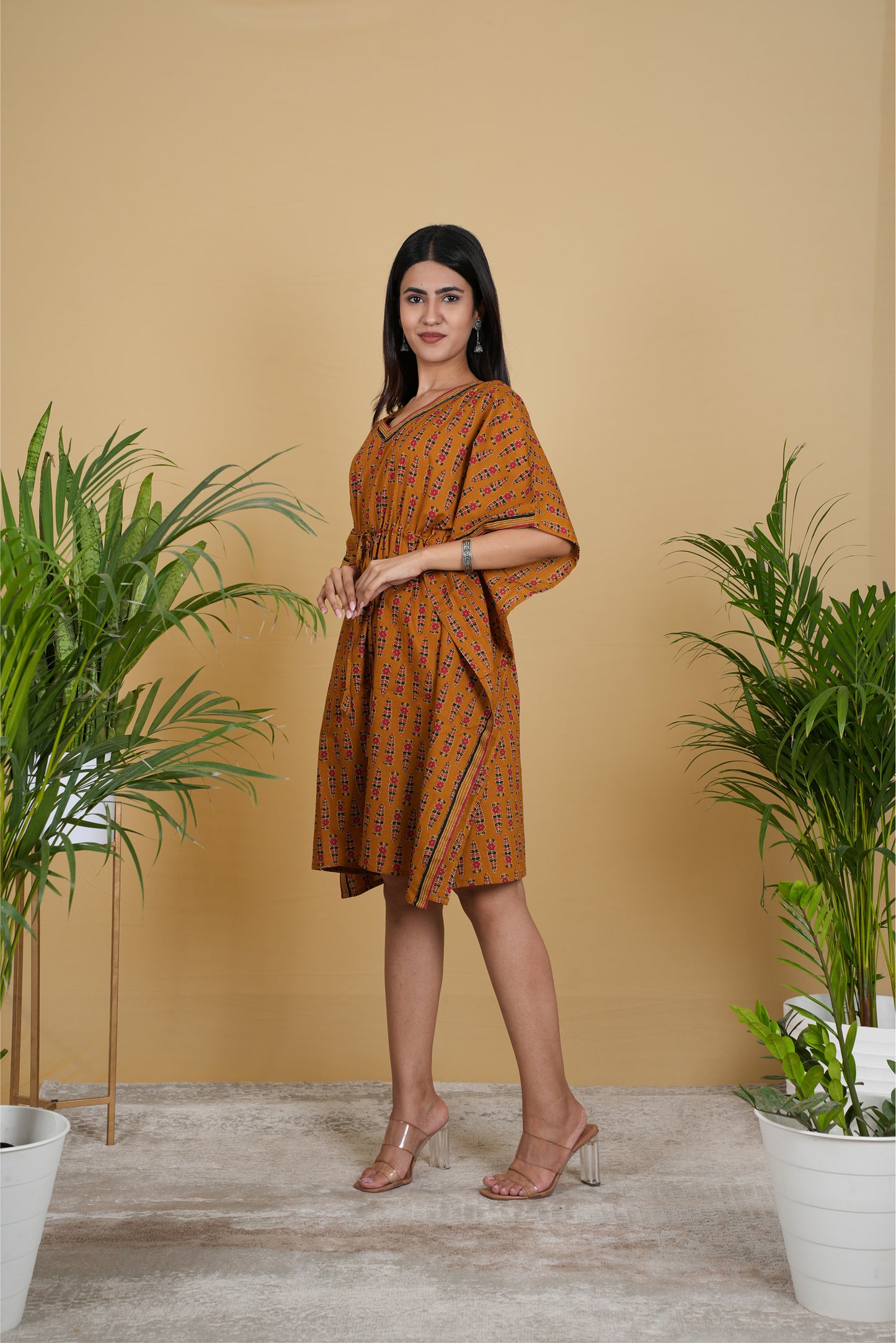 WARM MUSTARD FLORAL KAFTAN SHORT