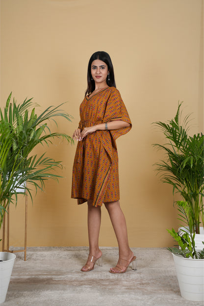 WARM MUSTARD FLORAL KAFTAN SHORT