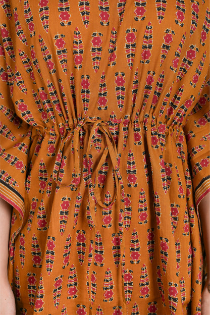 WARM MUSTARD FLORAL KAFTAN SHORT