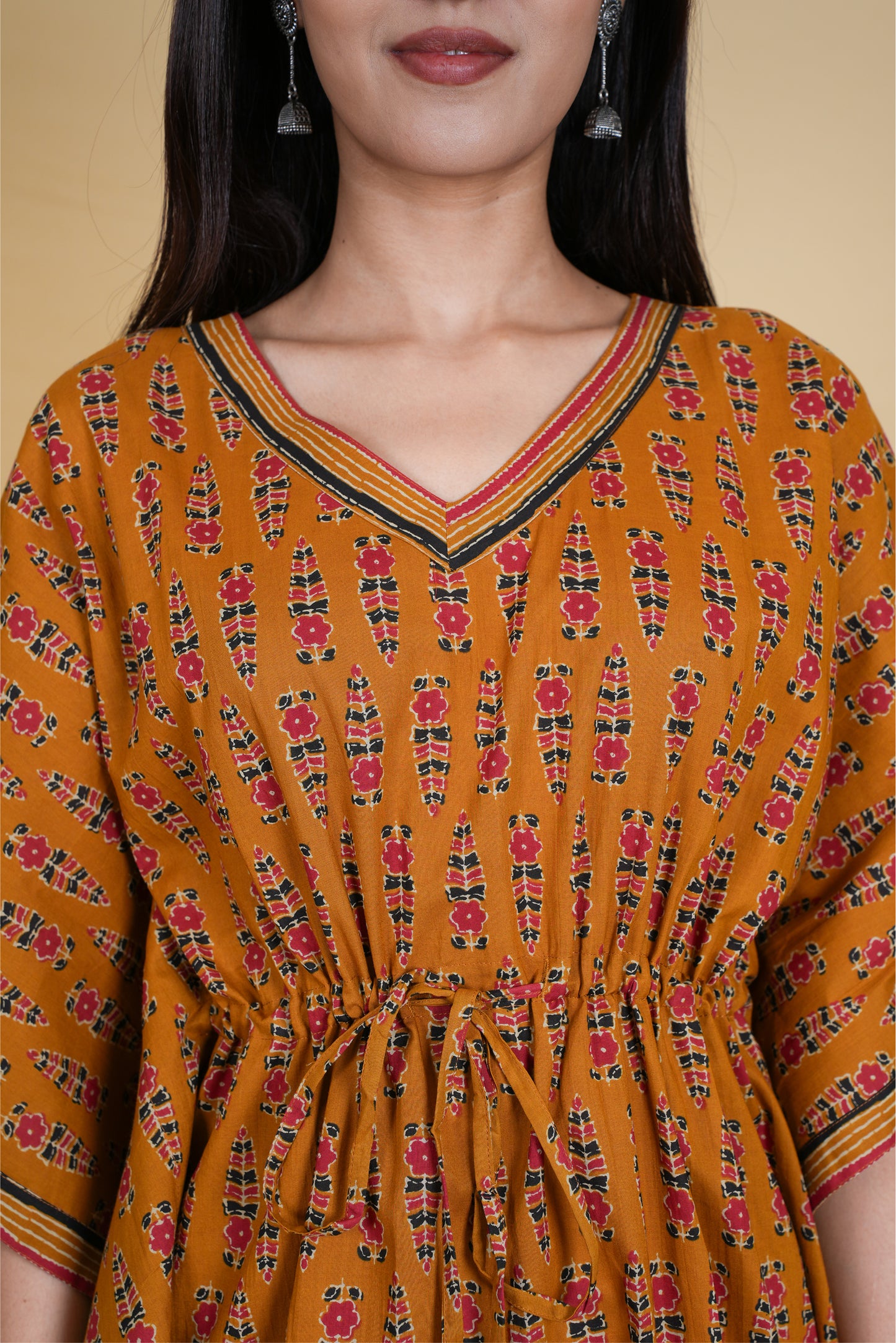 WARM MUSTARD FLORAL KAFTAN SHORT