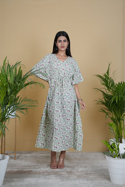 WHITE VINE KAFTAN LONG