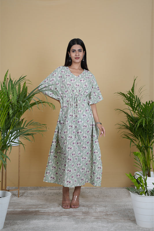 WHITE VINE KAFTAN LONG