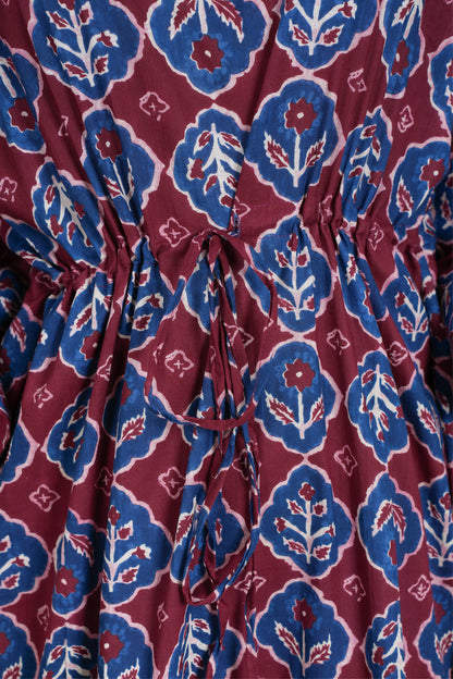 MAROON NAVY FLORAL KAFTAN SHORT