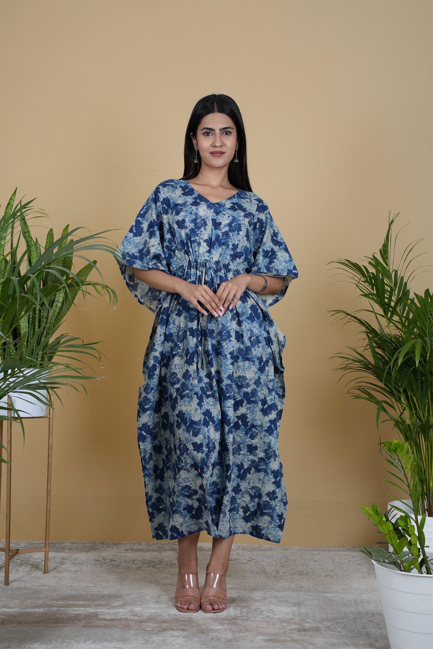 INDIGO ABSTRACT KAFTAN LONG