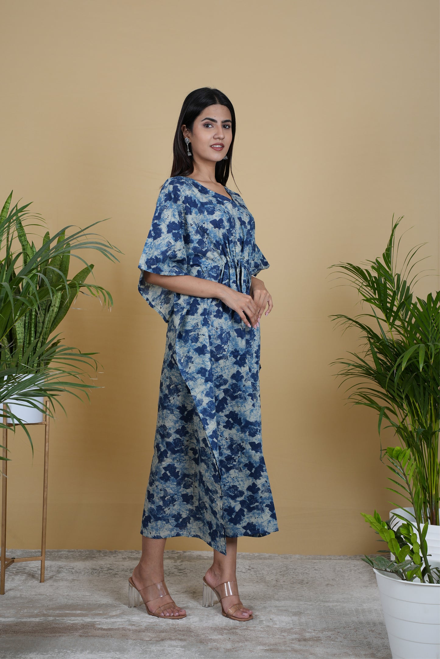 INDIGO ABSTRACT KAFTAN LONG
