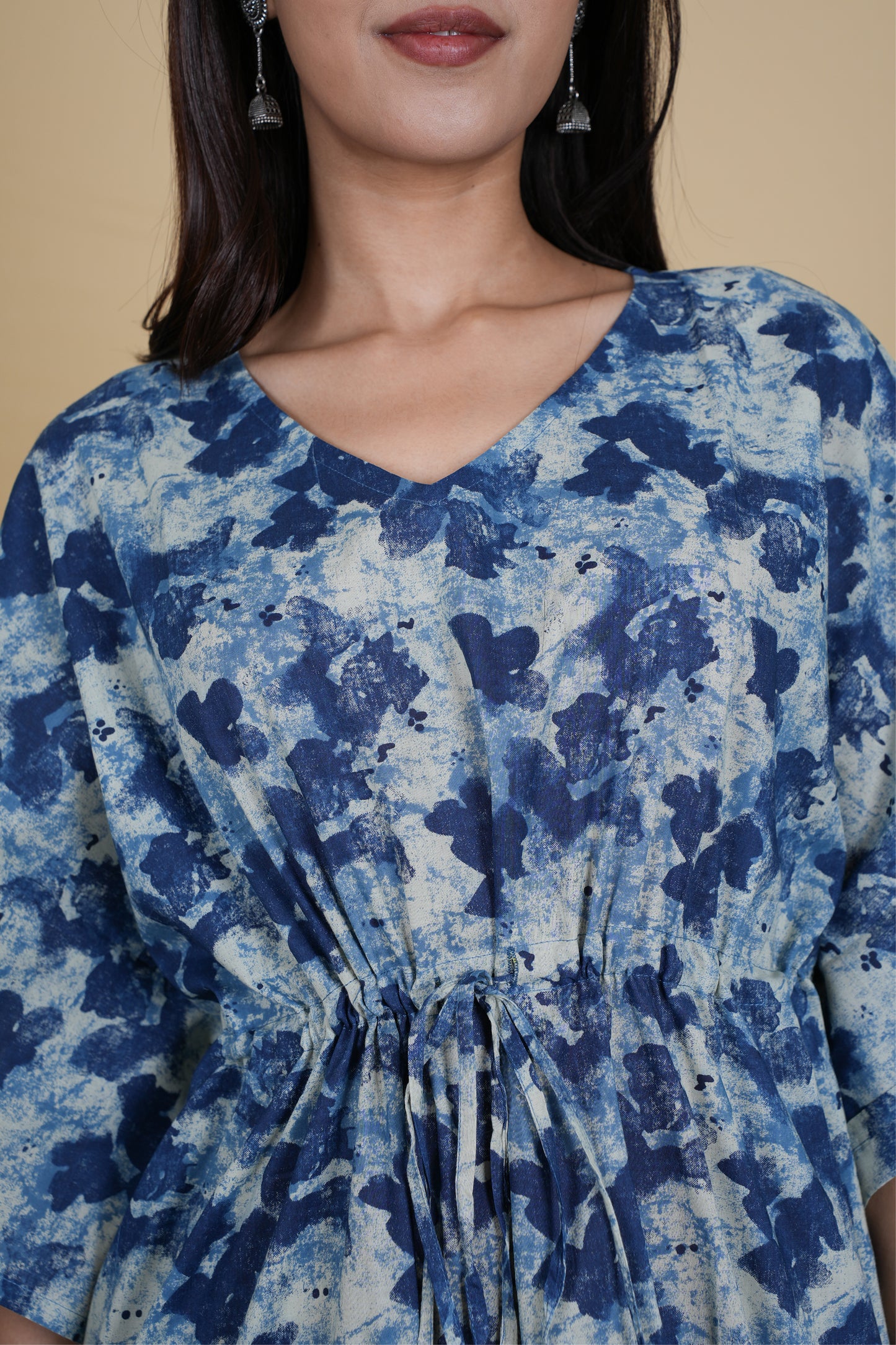 INDIGO ABSTRACT KAFTAN LONG