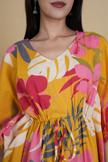 YELLOW TROPICAL KAFTAN LONG