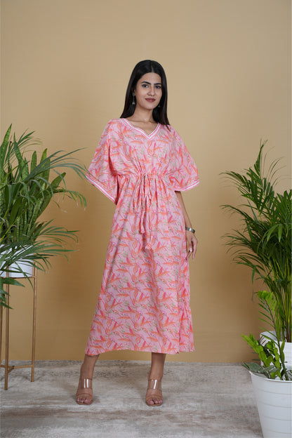 PINK FLORAL KAFTAN LONG