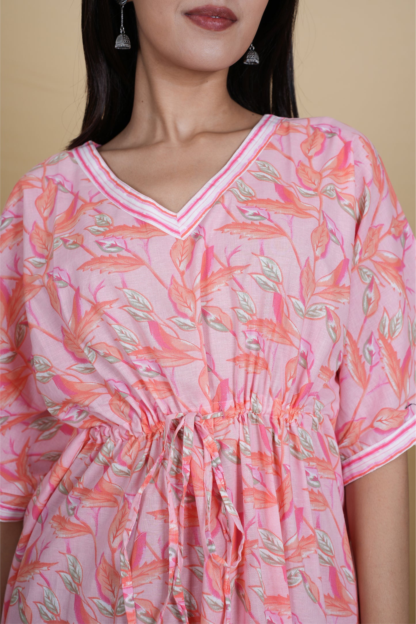 PINK FLORAL KAFTAN LONG