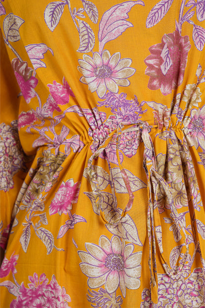 YELLOW FLORAL KAFTAN LONG