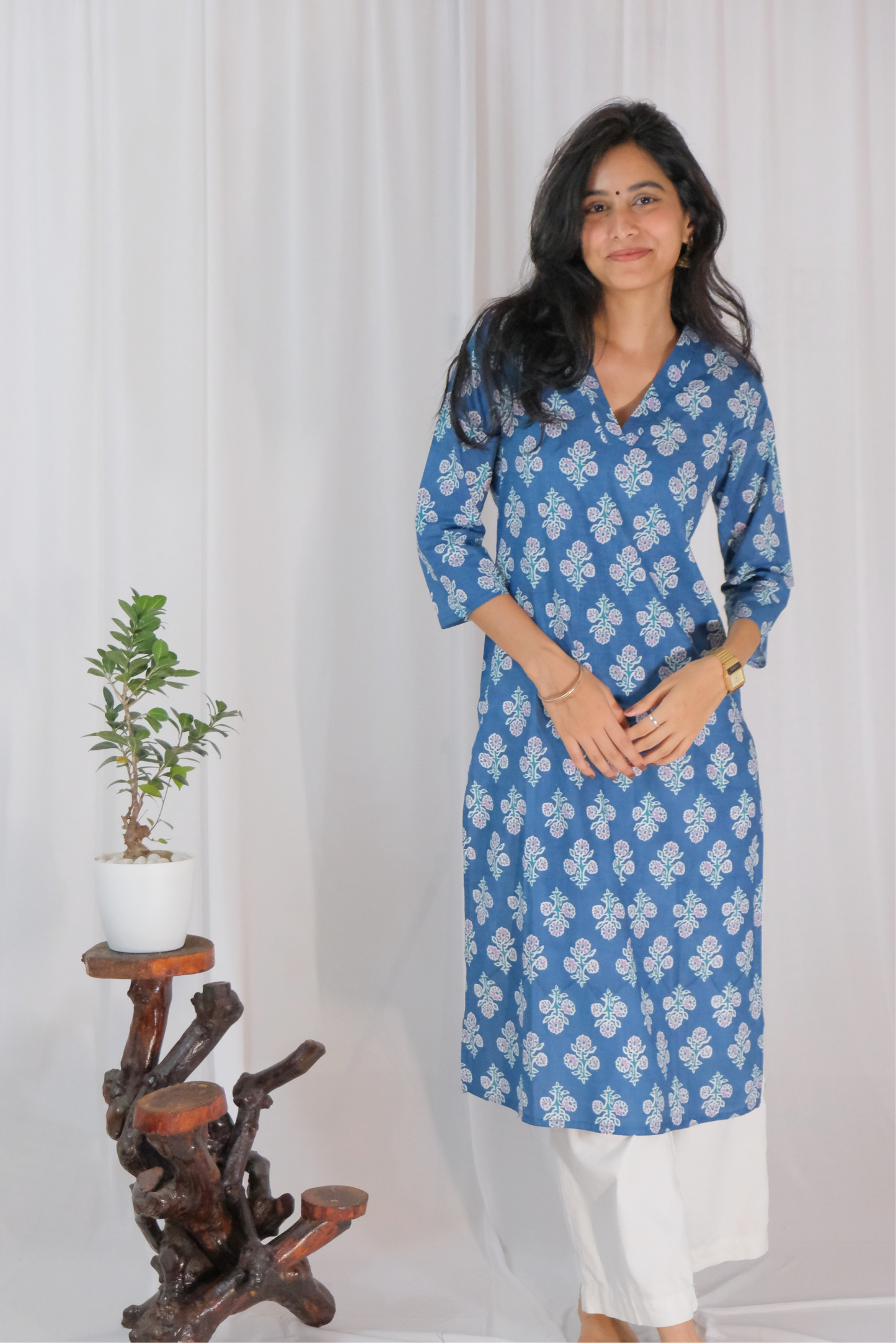 BLUE HANDBLOCK KURTA