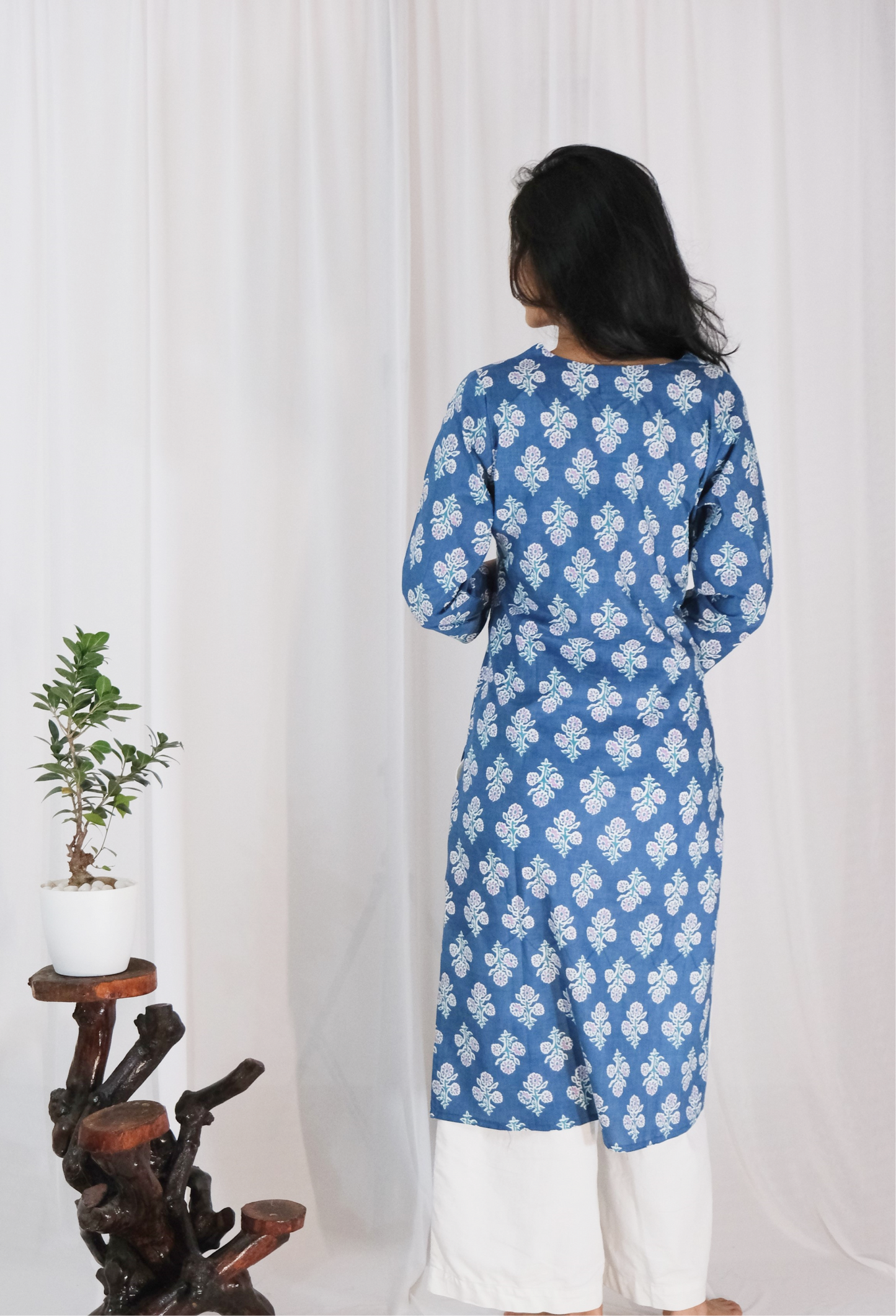 BLUE HANDBLOCK KURTA