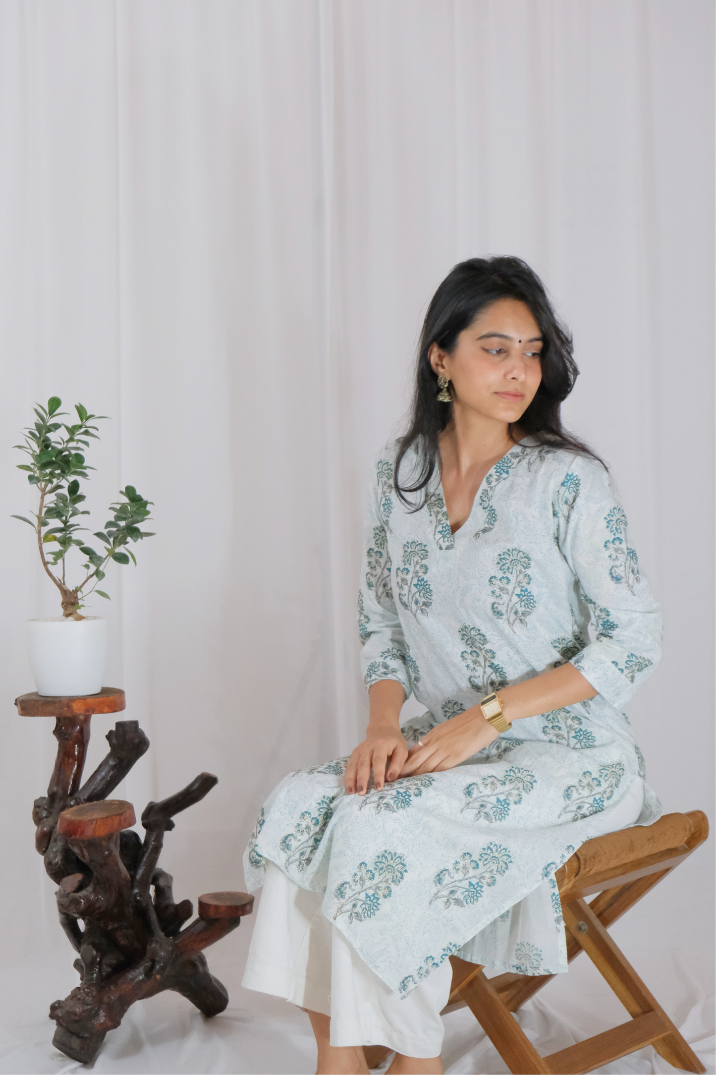BLUE FLORAL KURTA