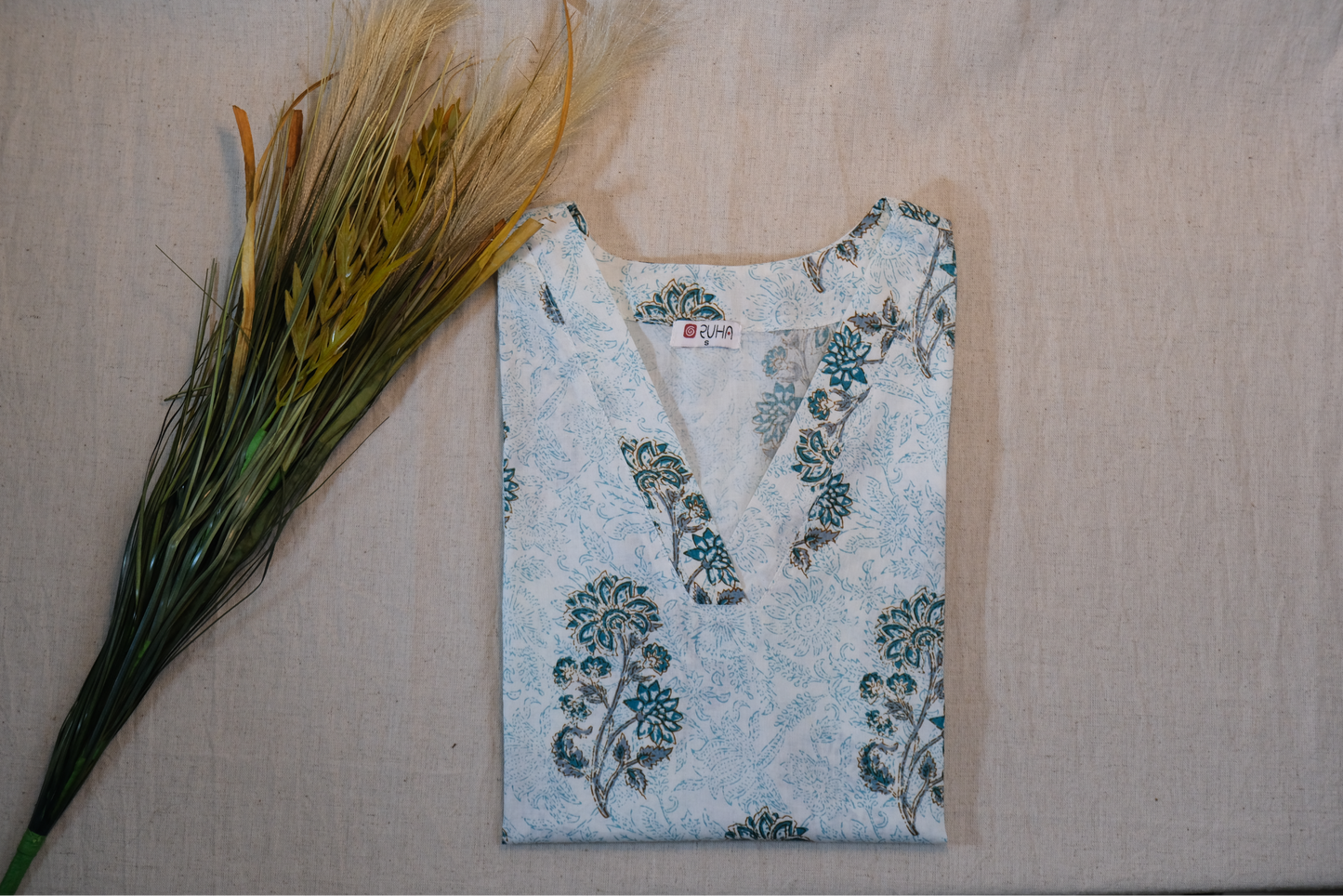 BLUE FLORAL KURTA