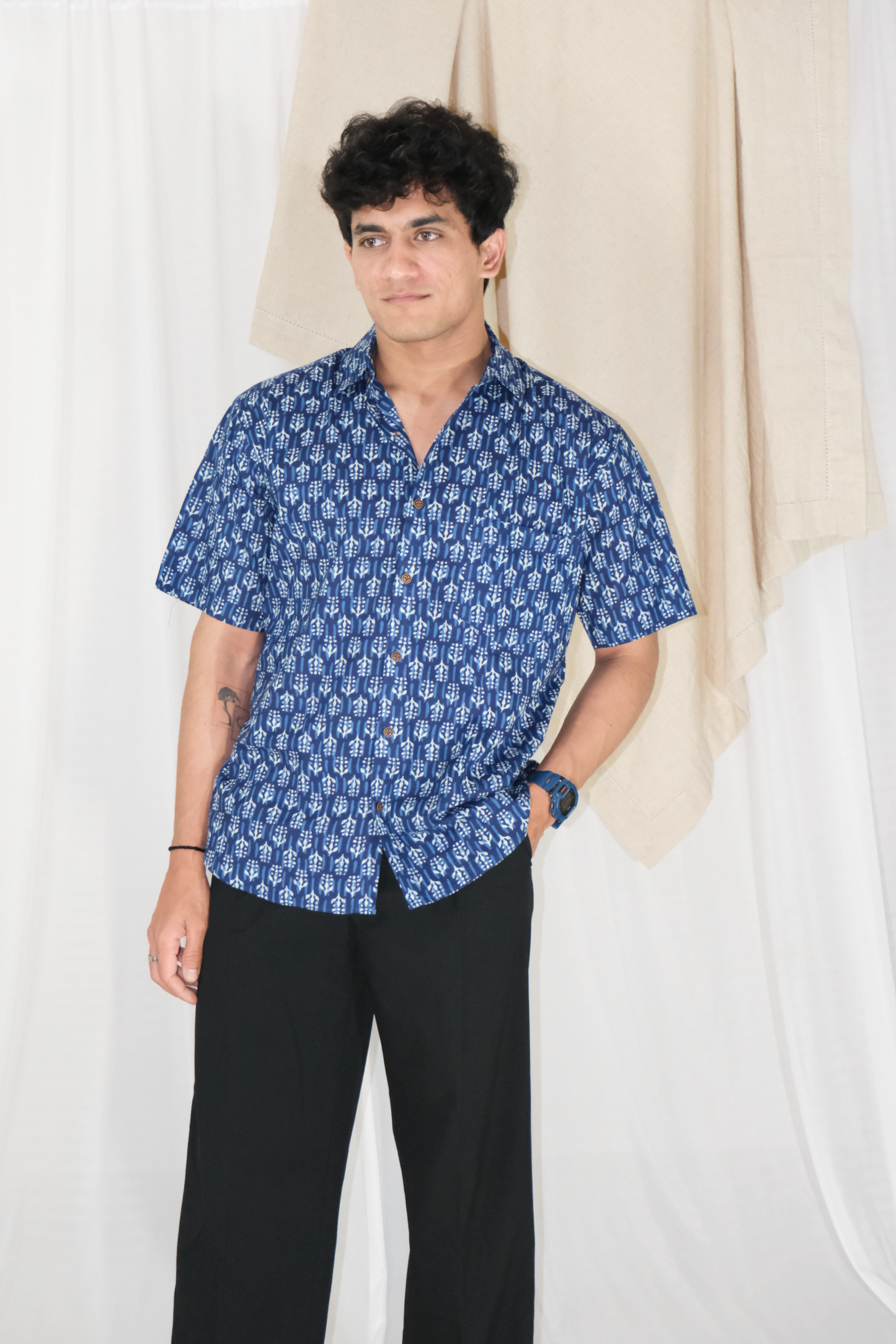 INDIGO MOTIF SHIRT