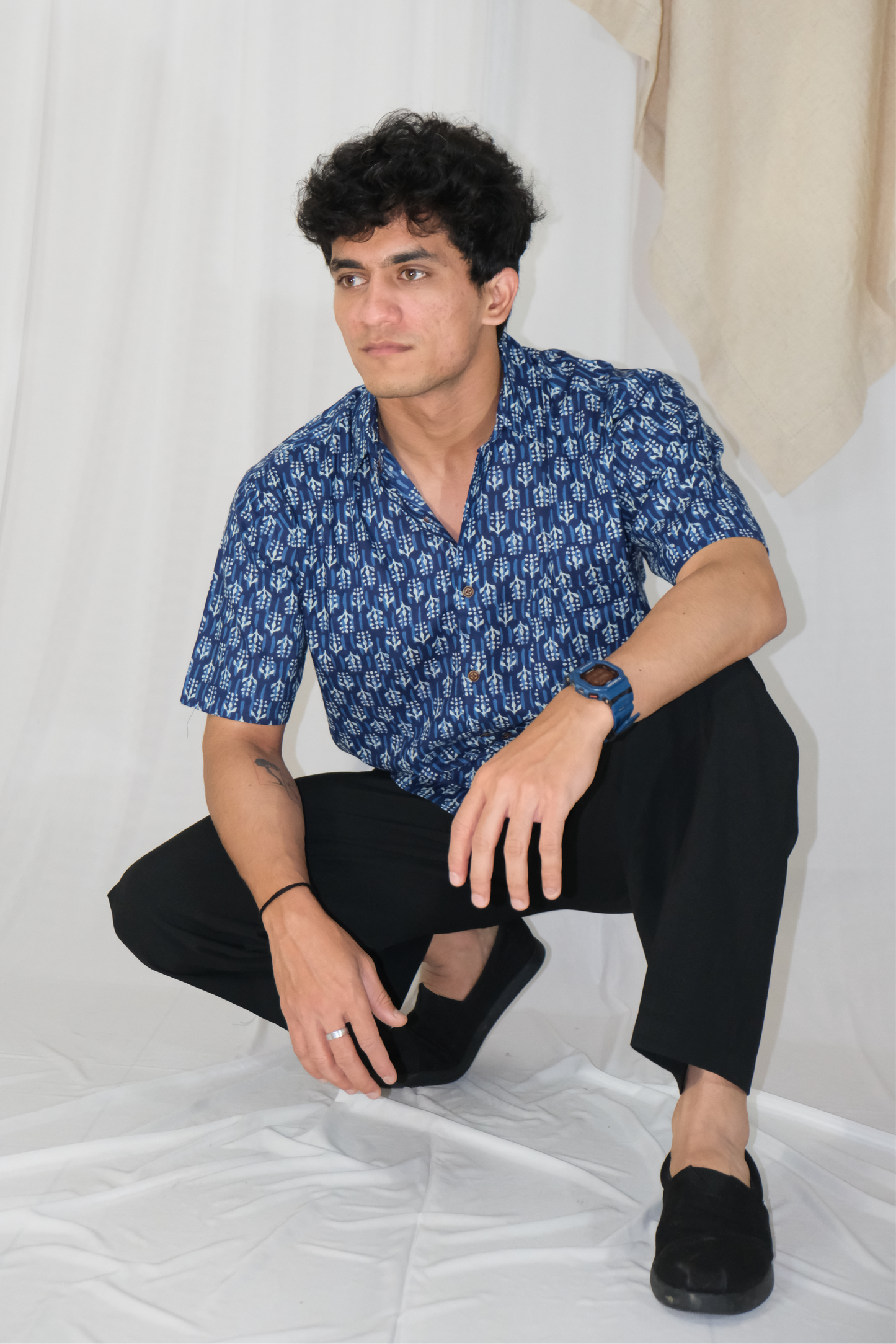 INDIGO MOTIF SHIRT