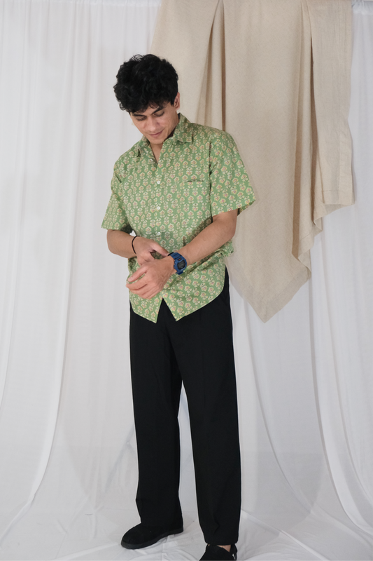 PARROT GREEN FLORAL SHIRT