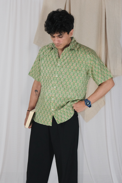 PARROT GREEN FLORAL SHIRT