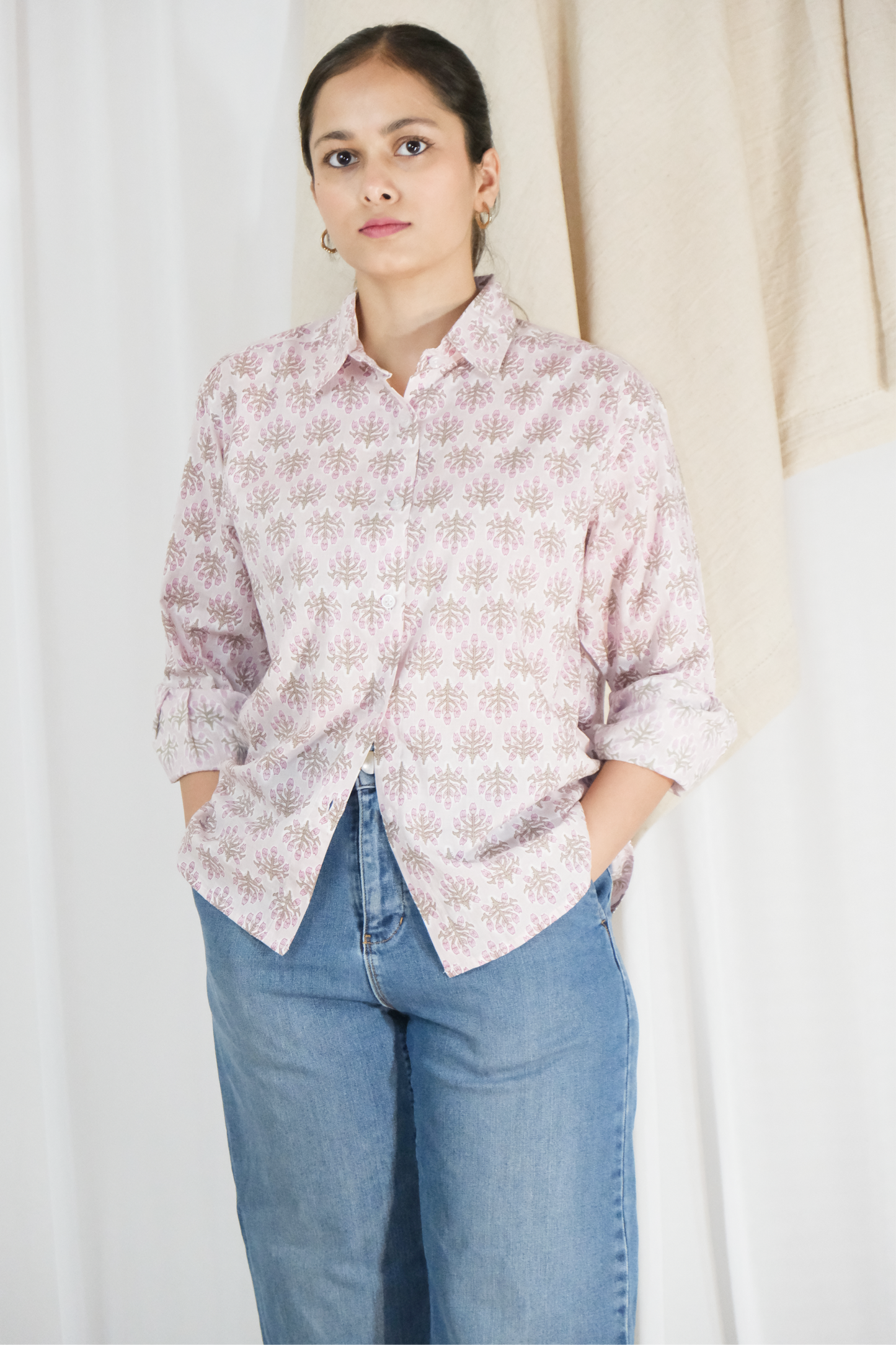 LIGHT PINK FLORAL SHIRT