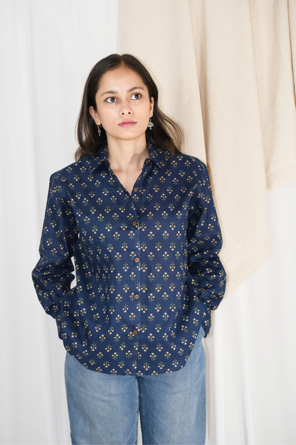 NAVY BLUE FLORET SHIRT