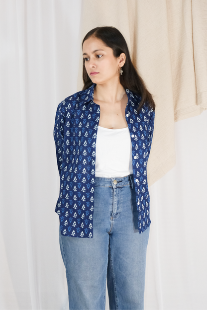 INDIGO PRINTED SHIRT
