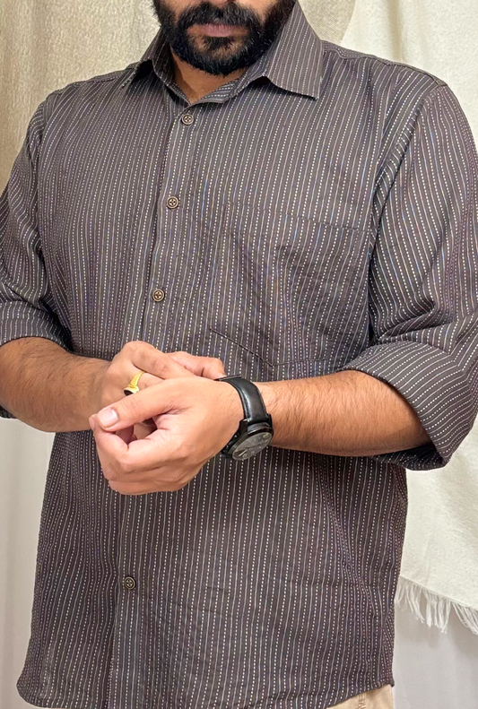 DARK BROWN KANTHA SHIRT